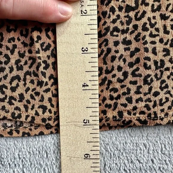 VICI Tiered Midi Dress Size Medium Tan/Black Leopard/Cheetah Print Tie Front - Picture 15 of 16